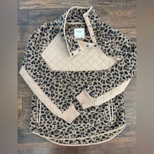 Abercrombie & Fitch Leopard Quilted Pullover in Tan and Black